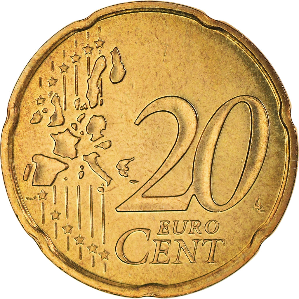 France, 20 Euro Cent, 1999, Paris, BU, MS(65-70), Brass, KM:1286