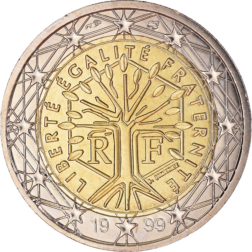 Francia, 2 Euro, 1999, Paris, BU, FDC, Bi-metallico, KM:1289