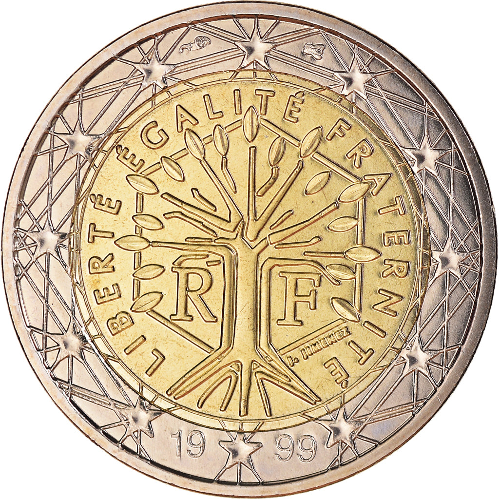 France, 2 Euro, 1999, Paris, BU, MS(65-70), Bi-Metallic, KM:1289