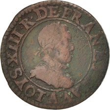 France, Louis XIII, Double tournois, buste enfantin, 1615, Paris, Gadoury 5