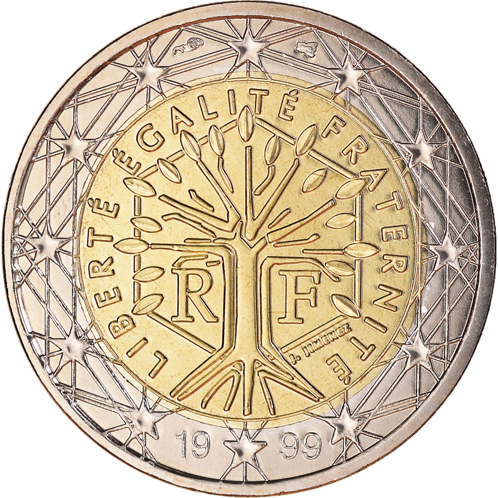France, 2 Euro, 1999, Paris, BU, MS(65-70), Bi-Metallic, KM:1289