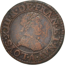 Frankreich, Louis XIII, Double tournois, buste enfantin, 1617, Paris, KM 43.1