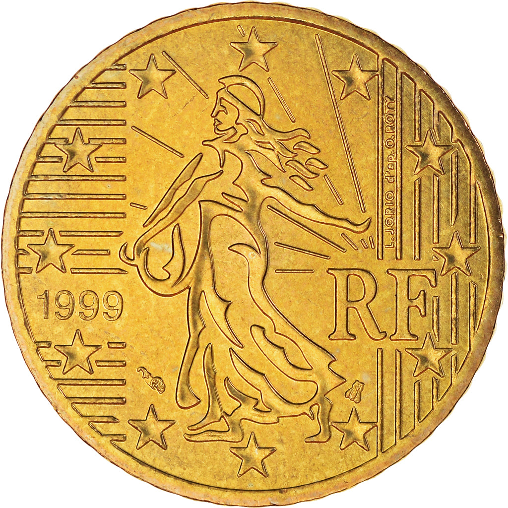 France, 50 Euro Cent, 1999, Paris, BU, MS(65-70), Brass, KM:1287