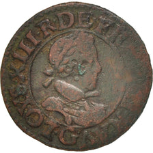 France, Louis XIII, Double tournois, buste enfantin, 1619, Poitiers, KM 43.3
