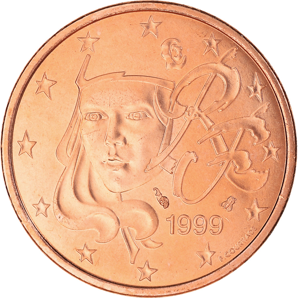 Frankreich, 5 Euro Cent, 1999, Paris, BU, STGL, Copper Plated Steel, KM:1284