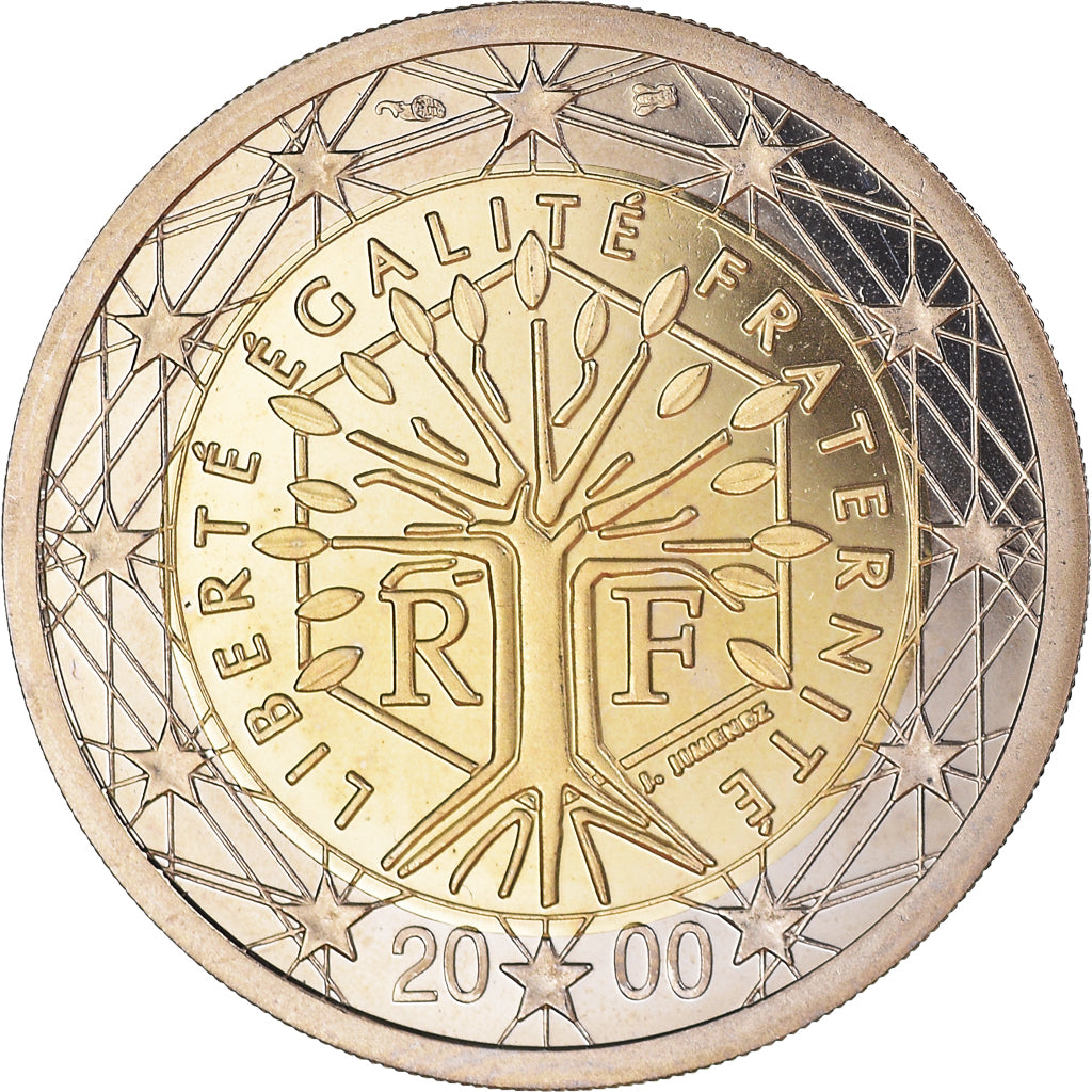France, 2 Euro, 2000, Paris, BE, MS(65-70), Bi-Metallic, KM:1289