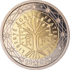 Munten, Frankrijk, 2 Euro, 2001, Paris, Proof / BE, FDC, Bi-Metallic, KM:1289