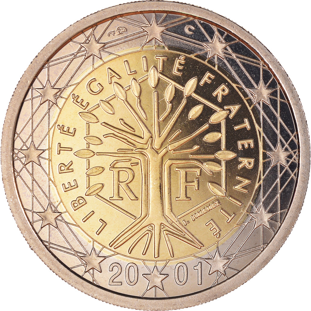 Coin, France, 2 Euro, 2001, Paris, Proof / BE, MS(65-70), Bi-Metallic, KM:1289