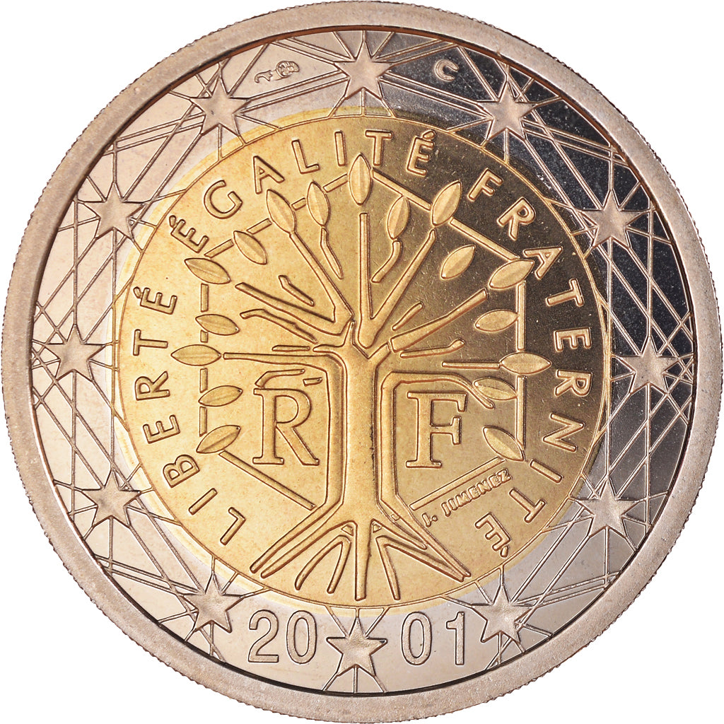 Coin, France, 2 Euro, 2001, Paris, Proof / BE, MS(65-70), Bi-Metallic, KM:1289