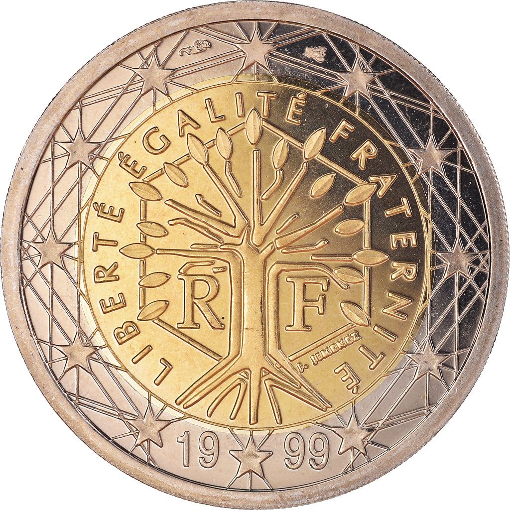 France, 2 Euro, 1999, Paris, Proof / BE, FDC, Bimétallique, KM:1289