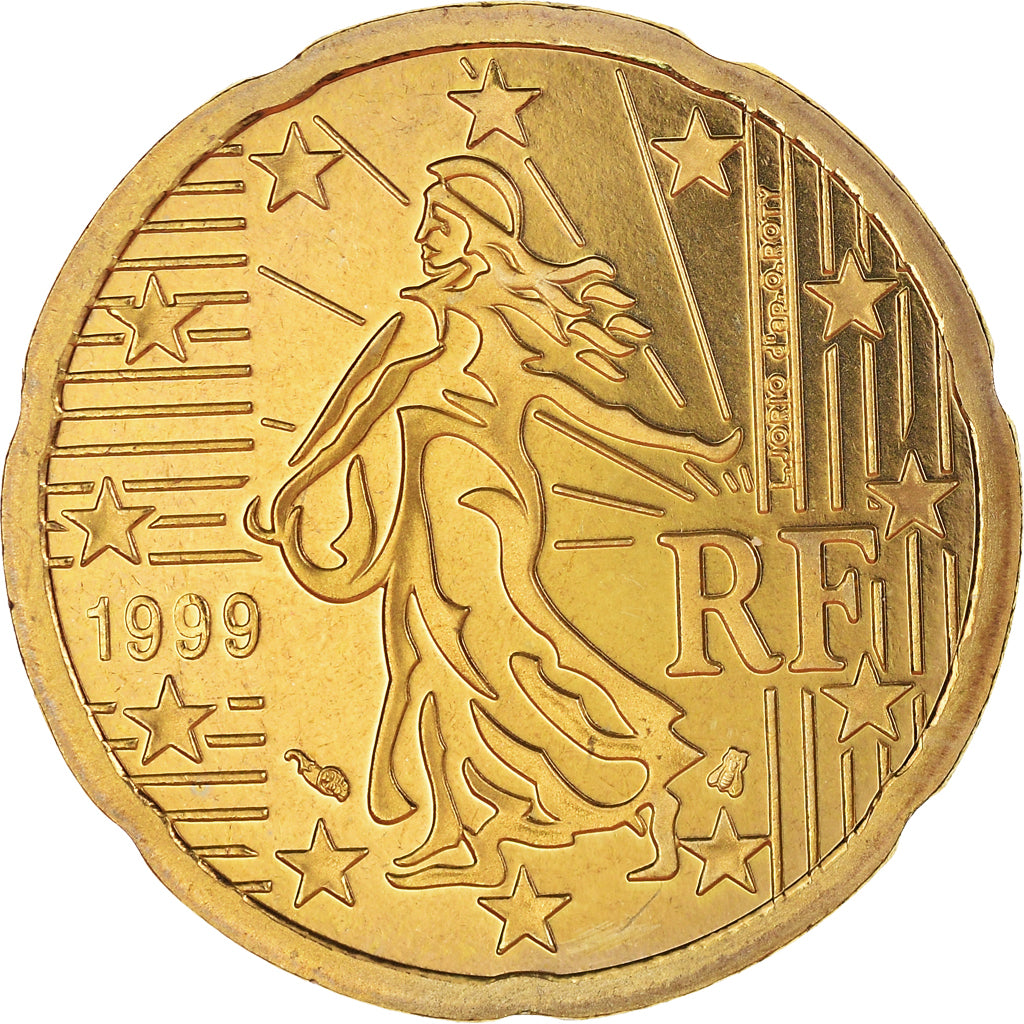 France, 20 Euro Cent, 1999, Paris, Proof / BE, MS(65-70), Brass, Gadoury:5.