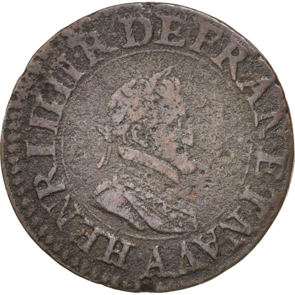 France, Henri IV, Double Tournois, 1608, Paris, TB+, Cuivre, KM:16.1,Sombart4184