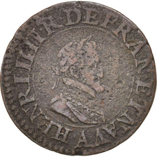 France, Henri IV, Double Tournois, 1608, Paris, VF(30-35), Copper, KM:16.1