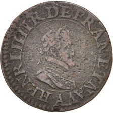 France, Henri IV, Double Tournois, 1608, Paris, TB+, Cuivre, KM:16.1,Sombart4184