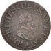 France, Henri IV, Double Tournois, 1608, Paris, VF(30-35), Copper, KM:16.1
