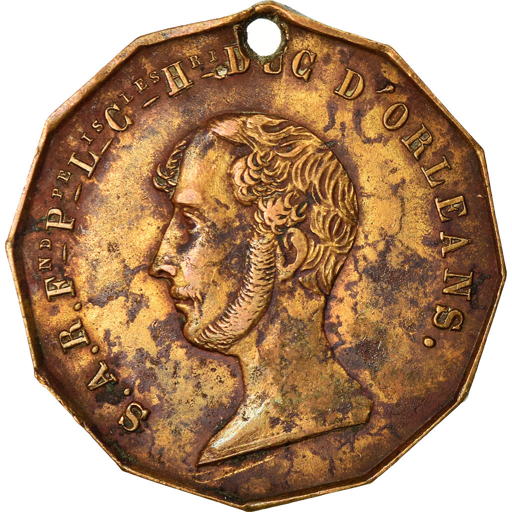 France, Medal, Mort du Duc Ferdinand-Philippe d'Orléans, 1842, VF(30-35)