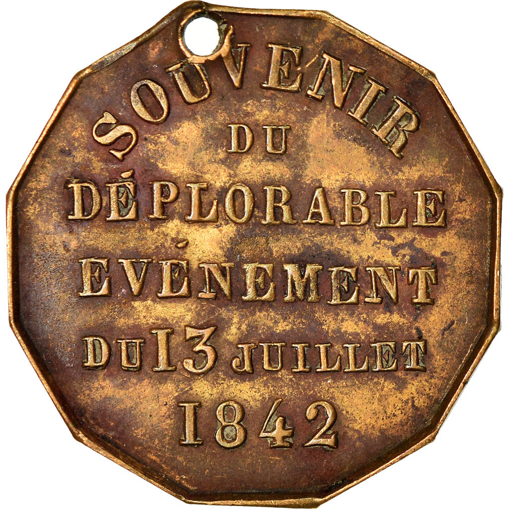 France, Medal, Mort du Duc Ferdinand-Philippe d'Orléans, 1842, VF(30-35)