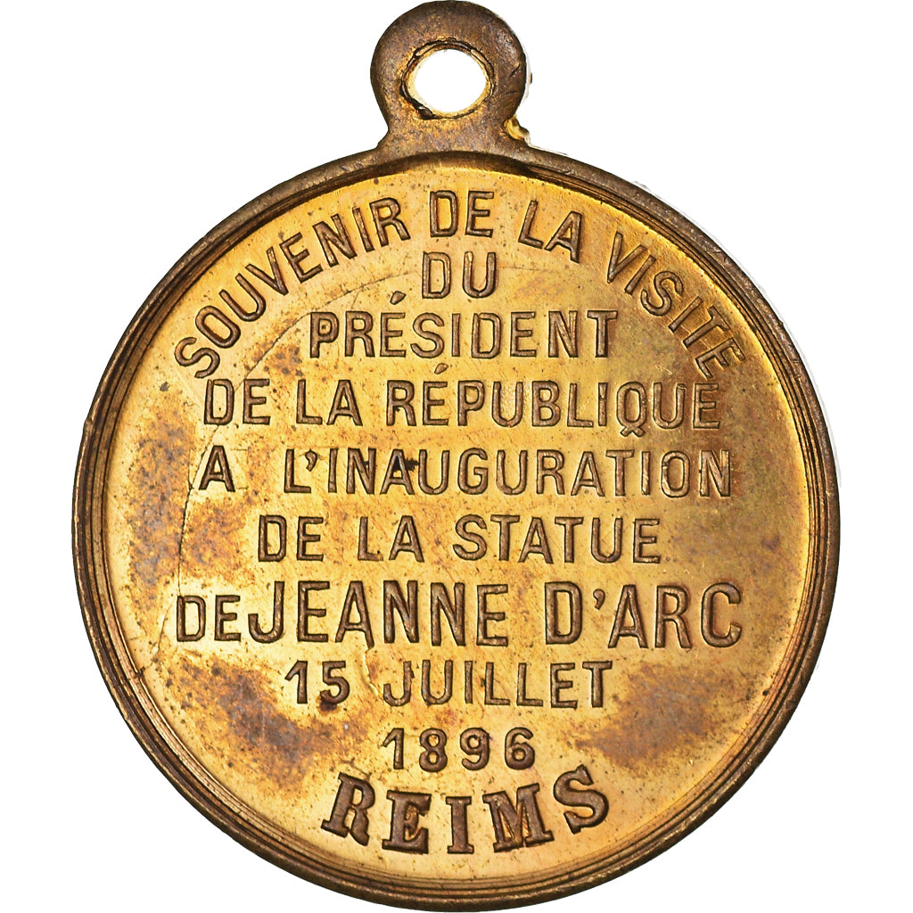 França, medalha, Félix Faure, Statue de Jeanne d'Arc, Reims, Politics, 1896