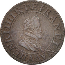 France, Henri IV, Double Tournois, 1606, Paris, EF(40-45), Copper, KM:16.1