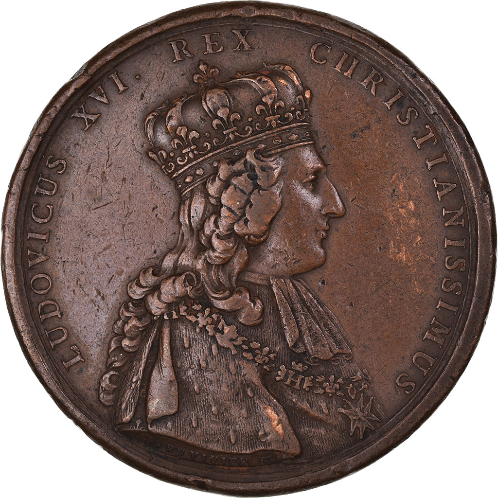 France, Médaille, Louis XVI, sacre à Reims le 11 juin 1775, vœux de la ville