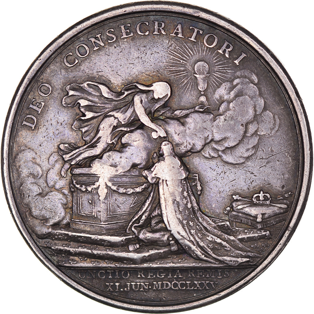 France, Médaille, Royal, Louis XVI, 1775, Le sacre à REIMS, TTB, Argent
