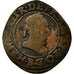 Moneda, Francia, Double Tournois, 1589, Rouen, BC, Cobre, Sombart:4092