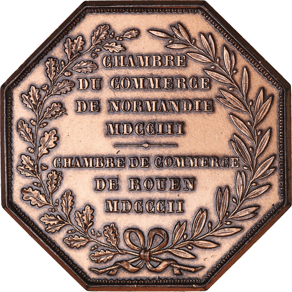 France, Token, Chambre de Commerce de Rouen, 1802, Lecomte, AU(55-58), Bronze