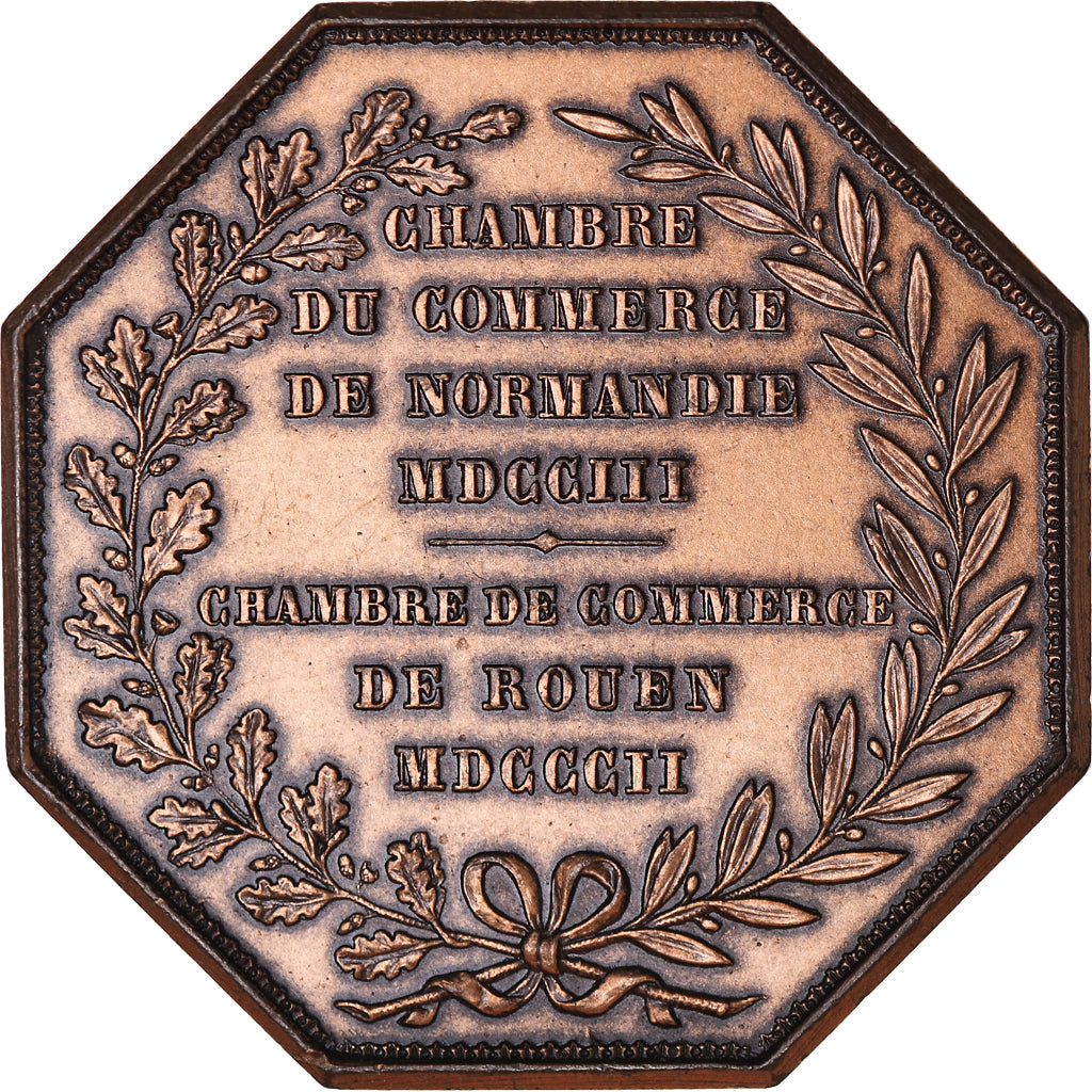 France, Token, Chambre de Commerce de Rouen, 1802, Lecomte, AU(55-58), Bronze