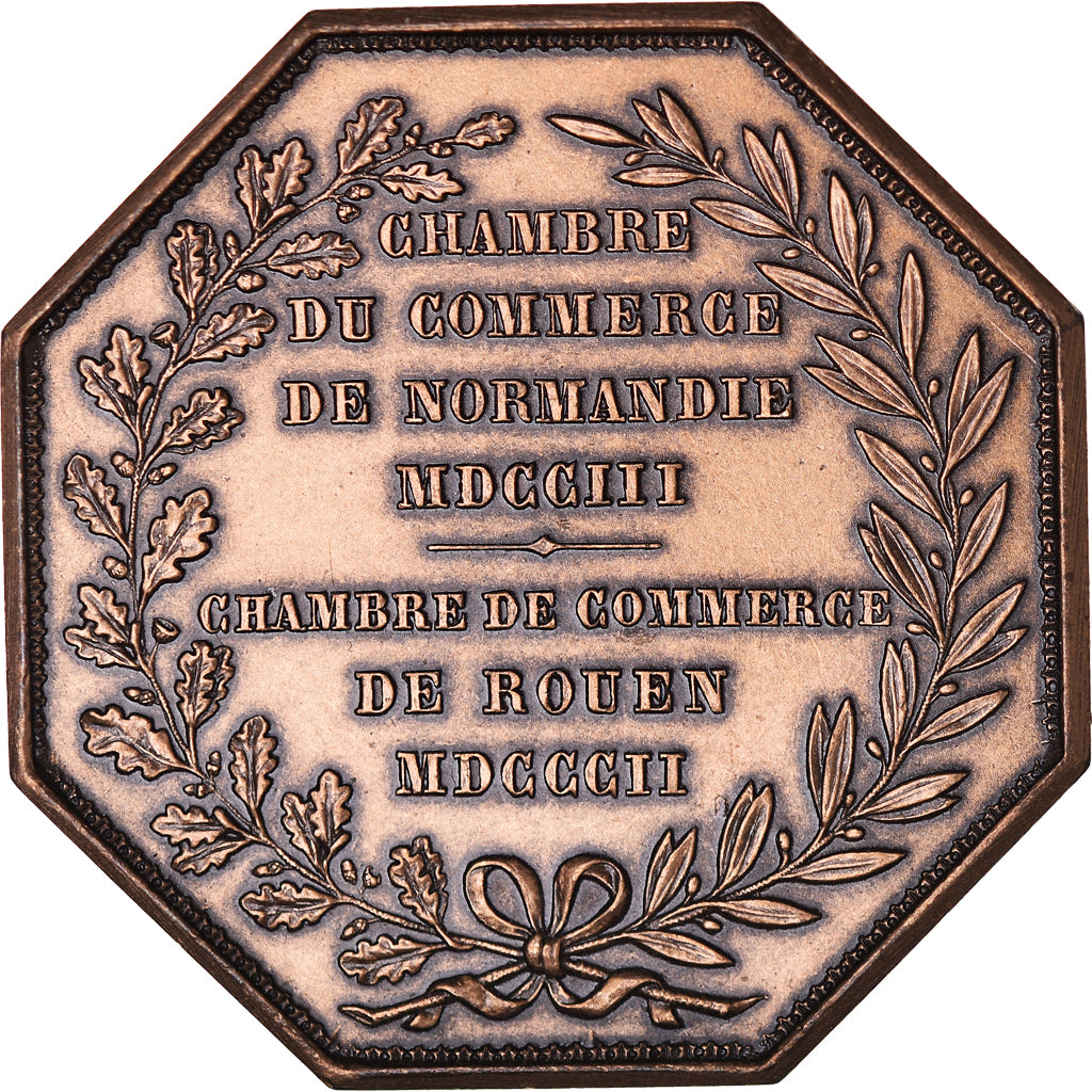 Francia, ficha, Chambre de Commerce de Rouen, 1802, Lecomte, SPL-, Bronzo