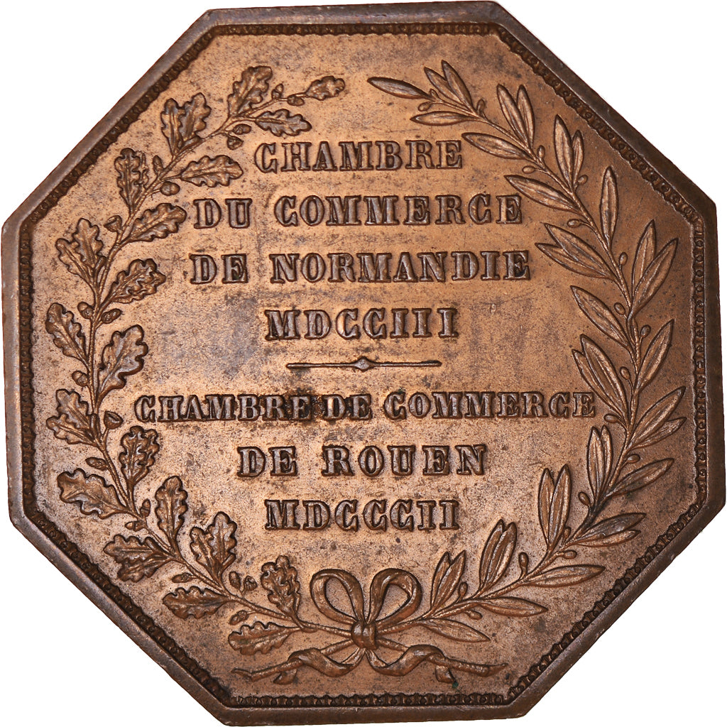 France, Token, Chambre de Commerce de Rouen, 1802, Lecomte, AU(50-53), Bronze