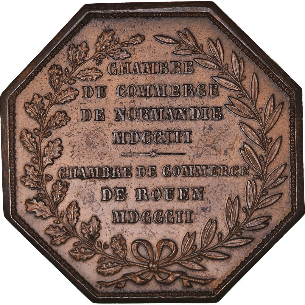 Francia, ficha, Chambre de Commerce de Rouen, 1802, Lecomte, BB, Bronzo