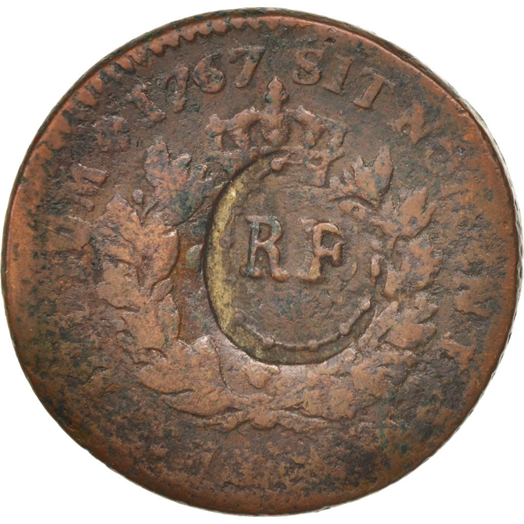 Guadeloupe, 3 Sols 9 Deniers, 1793, VF(20-25), Bronze, KM:1, Lecompte:4