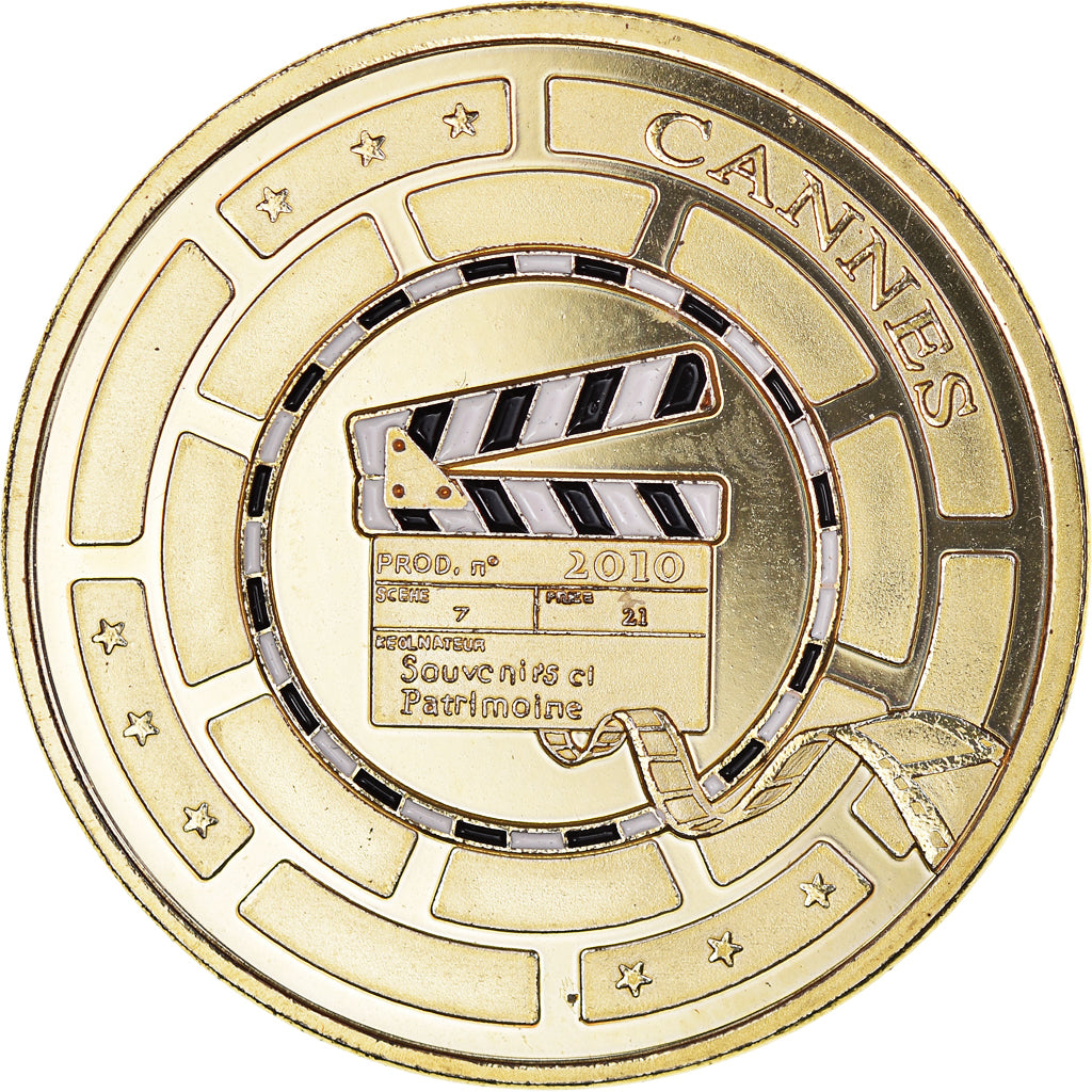 Francia, zeton, Jetón turístico, Cannes, Ville du Cinéma, EBC, Aluminio y