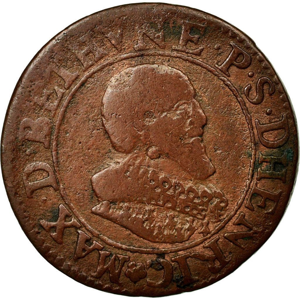 Monnaie, FRENCH STATES, BOISBELLE & HENRICHEMONT, Double Tournois, 1636, TB