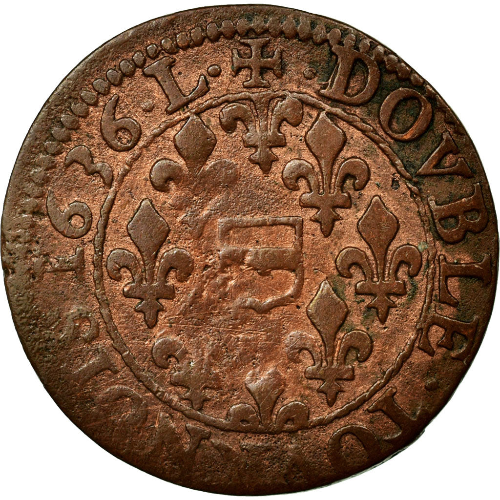 Monnaie, FRENCH STATES, BOISBELLE & HENRICHEMONT, Double Tournois, 1636, TB