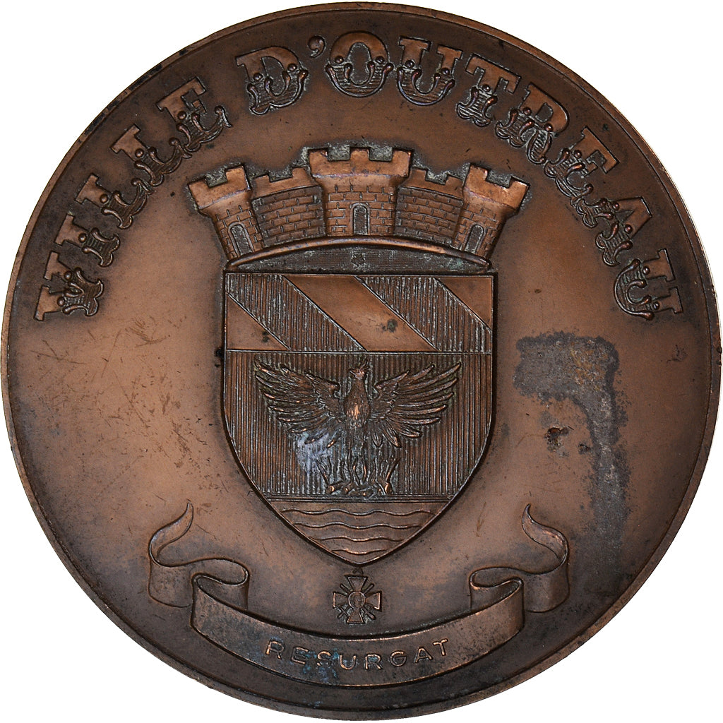 Frankreich, Medaille, Ville d'Outreau, Pas-de-Calais, Geography, 1978, S+