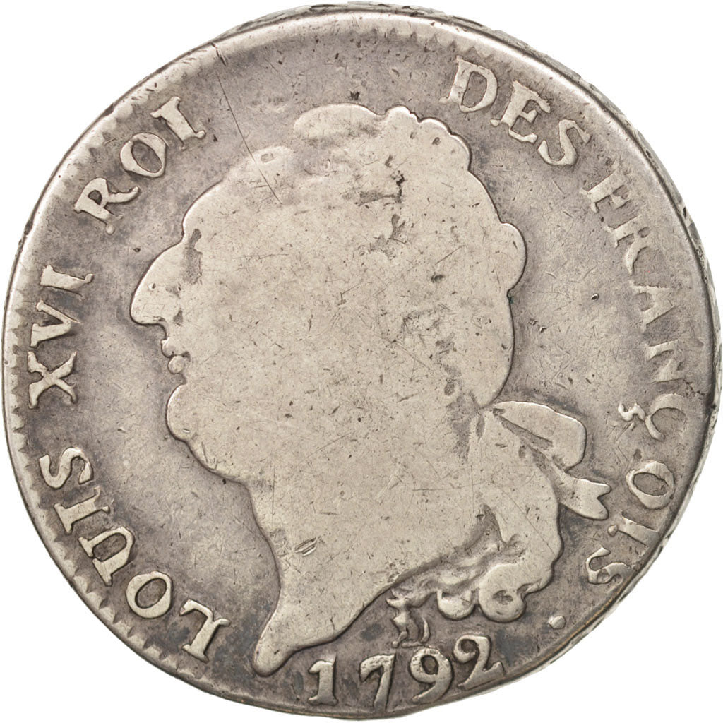 France, Écu de 6 livres françois, 1792, Nantes, VG(8-10), KM 615.13, Gadoury 55