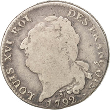 France, Écu de 6 livres françois, 1792, Nantes, VG(8-10), KM 615.13, Gadoury 55