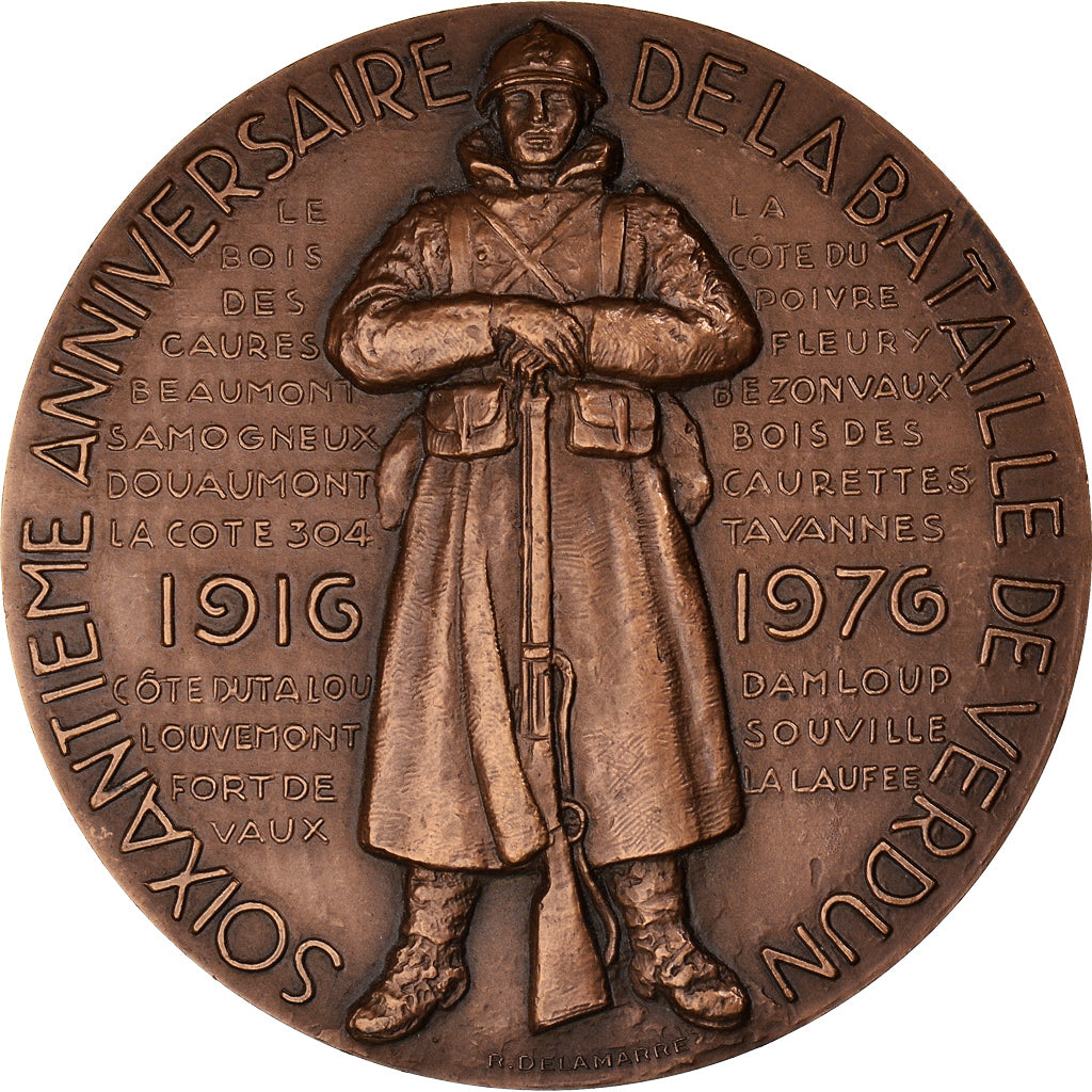 France, Médaille, 60ème Anniversaire de la Bataille de Verdun, WAR, 1976