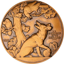 France, Médaille, Le Corbeau et le Renard, Animalière, Vernon, FDC, Bronze