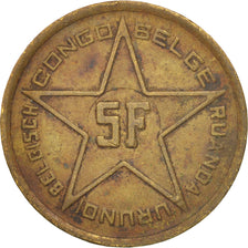 Belgian Congo, RUANDA-URUNDI, 5 Francs, 1952, EF(40-45), Brass, KM:1