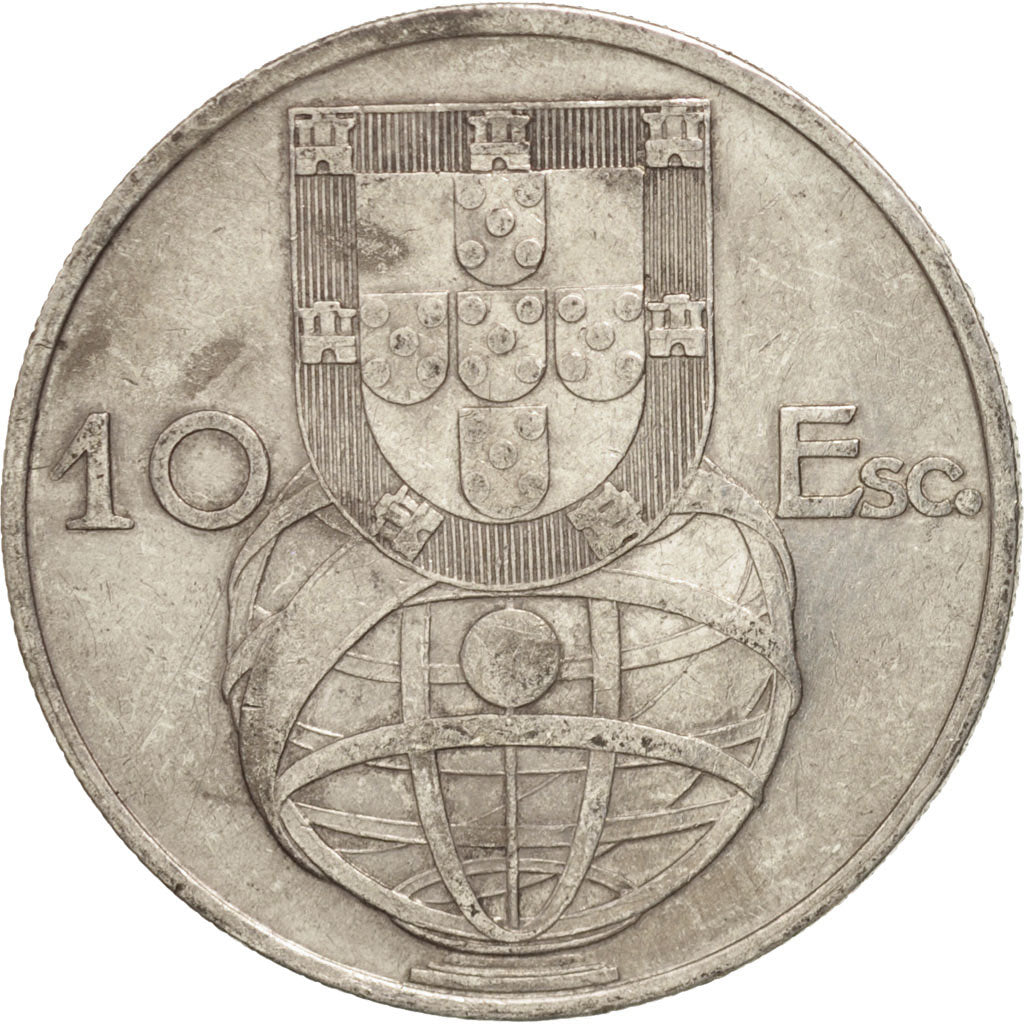 Portugal, 10 Escudos, 1954, EF(40-45), Silver, KM:586