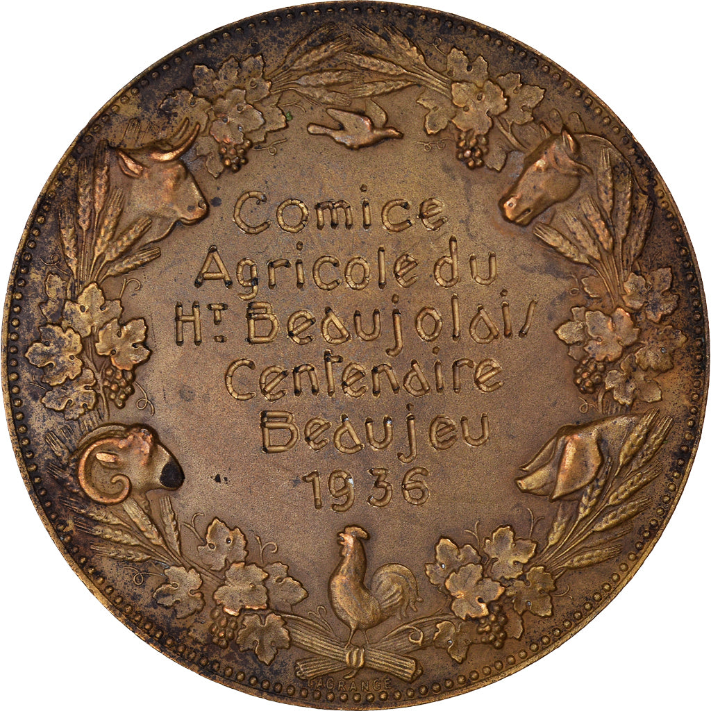Francia, medalla, Comice Agricole du Haut-Beaujolais, Beaujeu, 1936, Lagrange