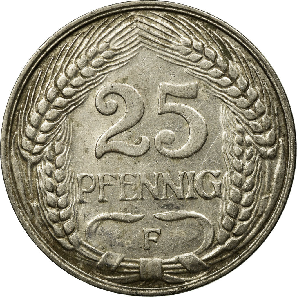 Coin, GERMANY - EMPIRE, Wilhelm II, 25 Pfennig, 1912, Stuttgart, EF(40-45)