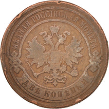Russia, Nicholas II, 2 Kopeks, 1879, Saint-Petersburg, VF(20-25), Copper, KM10.2