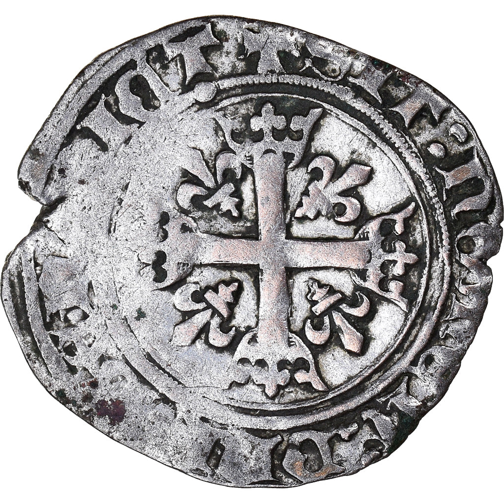 Coin, France, Charles VIII, Karolus or Dizain, Saint Lô, VF(20-25), Billon