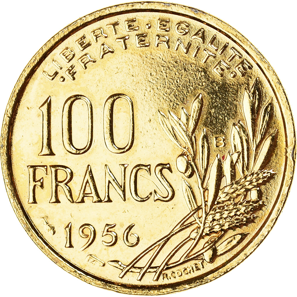 Münze, Frankreich, Cochet, 100 Francs, 1956, Beaumont - Le Roger, GILT, VZ