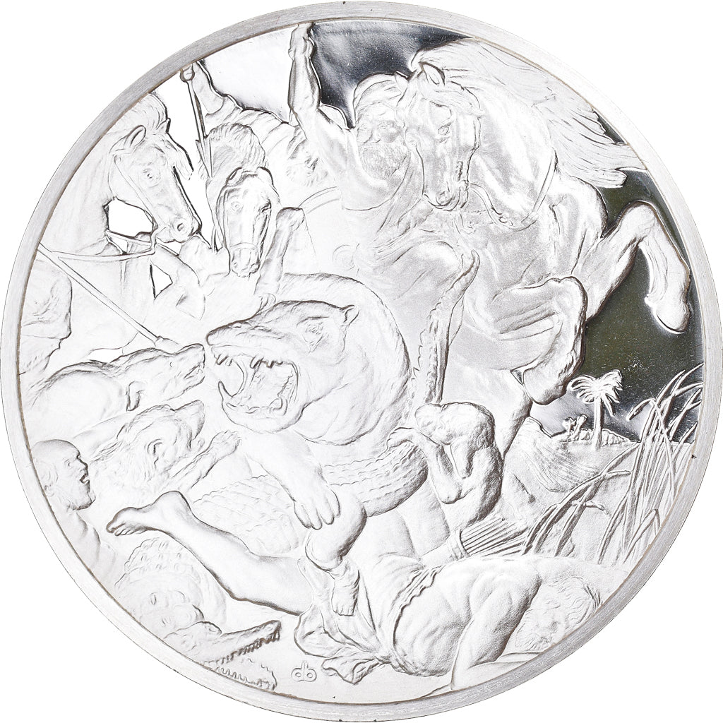 Francia, medalla, Peinture, Rubens, La Chasse à l'Hippopotame, 1980, Proof