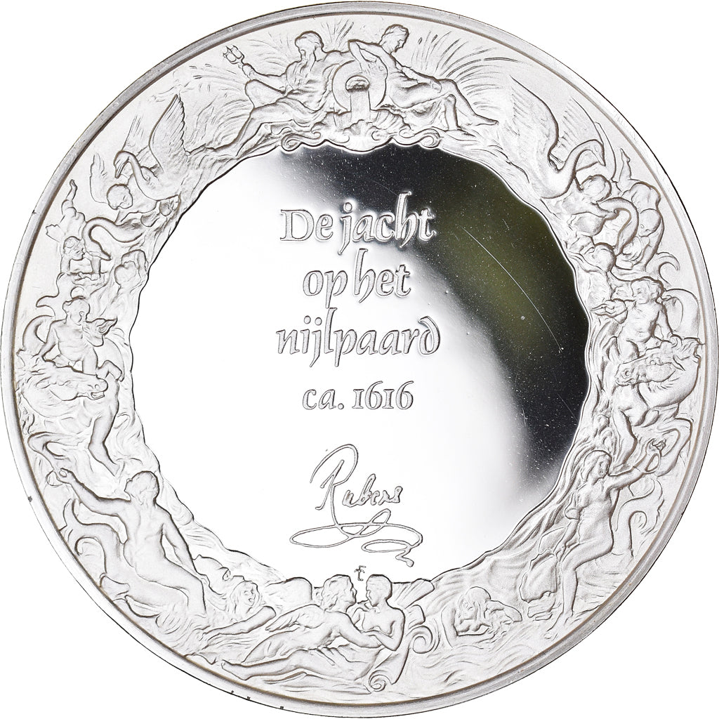 Francia, medalla, Peinture, Rubens, La Chasse à l'Hippopotame, 1980, Proof