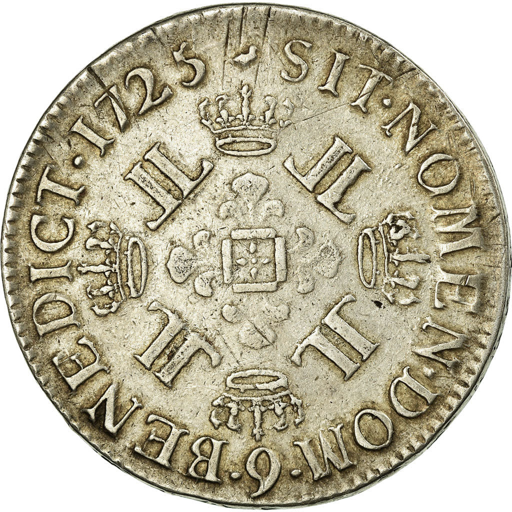 Munten, Frankrijk, Louis XV, Écu aux 8 L, Ecu, 1725, Rennes, ZF+, Zilver